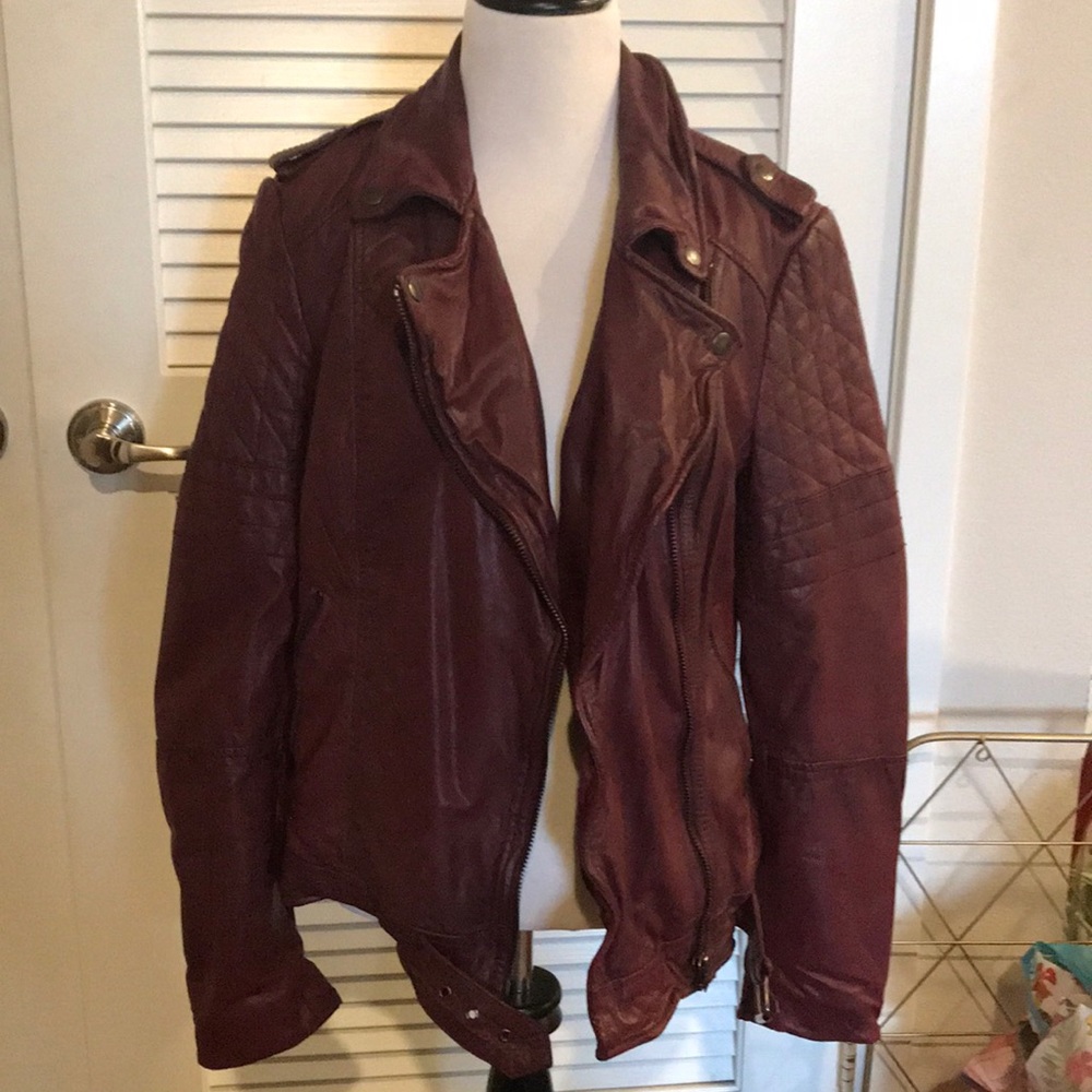Burgundy leather jacket